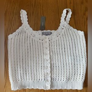NWT Women's Small Ivory  J Crew Crochet Button Up Sweater  Tank